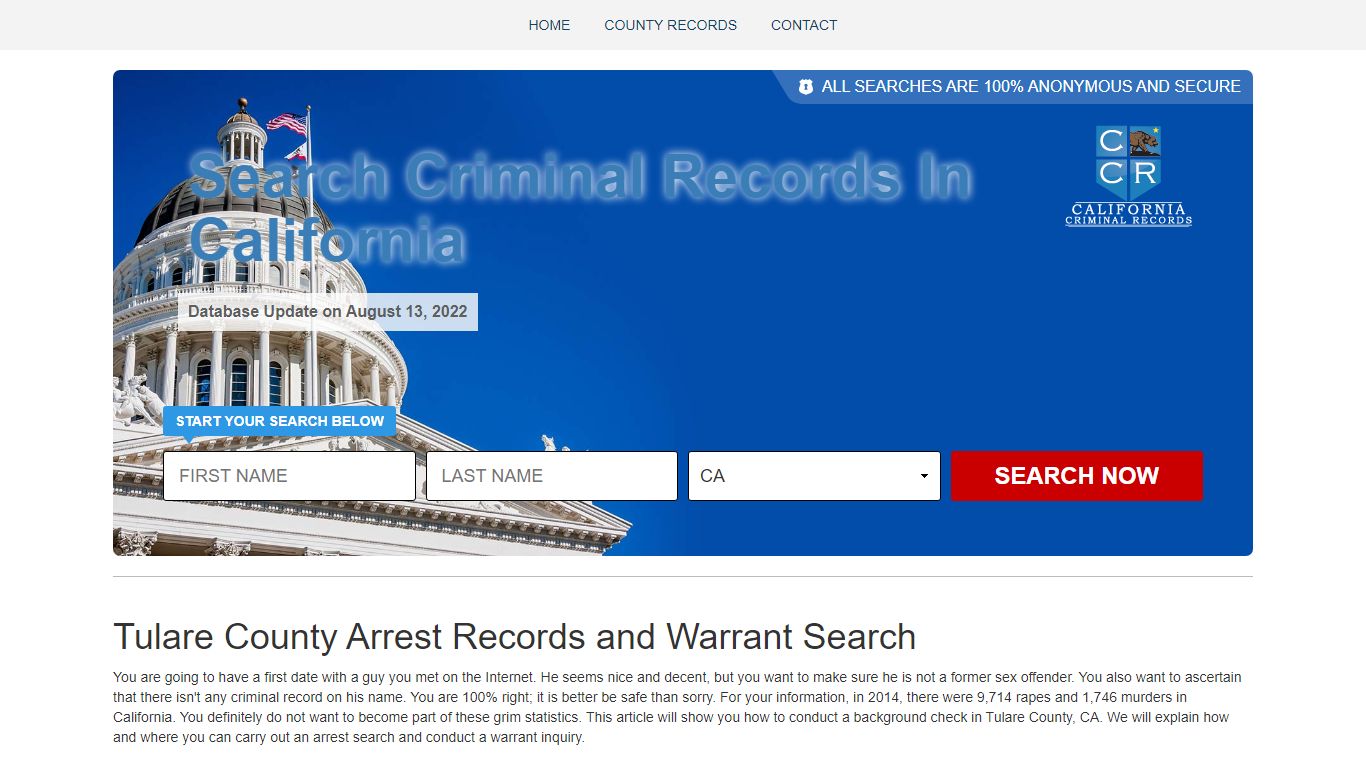 Tulare County Arrest Records and Warrant Search
